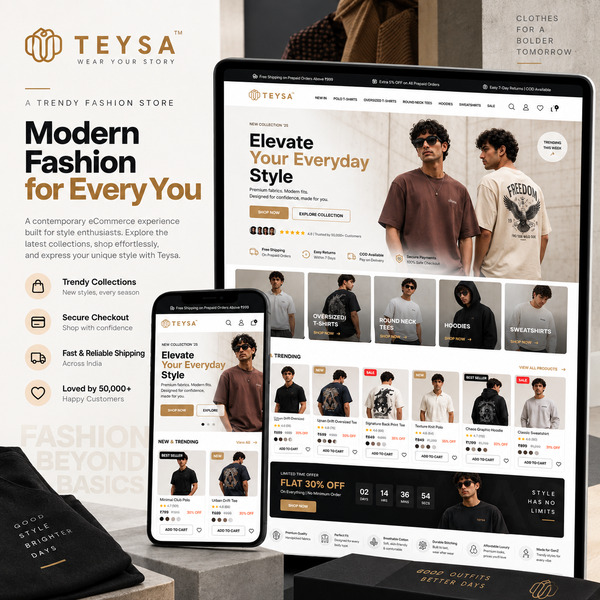 Teysa Fashion e-commerce homepage overview